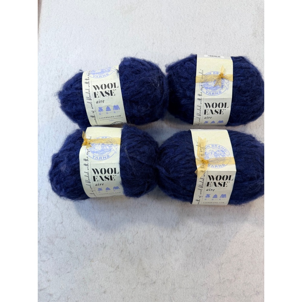 4 Skeins Lion Brand Wool-Ease Aire Night Sky Navy Blue Super Bulky Yarn 644